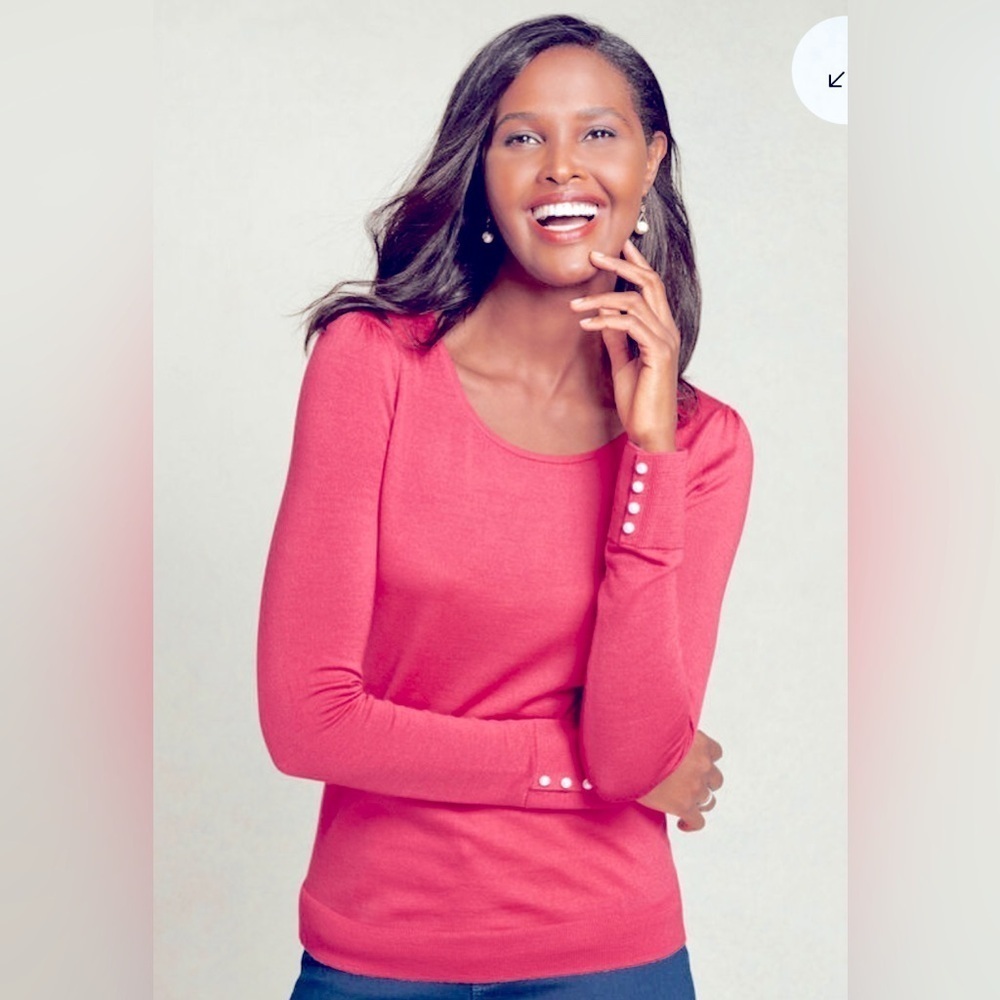 TALBOTS GATHERED SHOULDER MERINO SWEATER SIZE M P